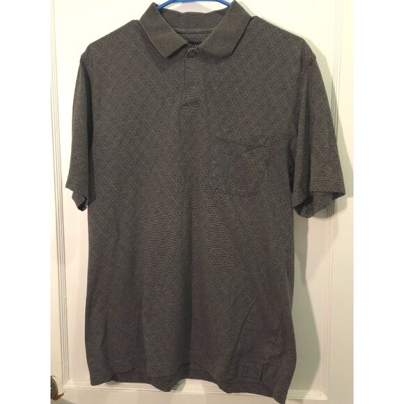 Van Heusen Men's Diamond Pattern Polo Shirt Size M Dk Green/Gray - Picture 1 of 5